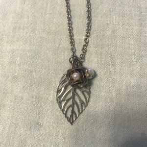 Silver leaf necklace